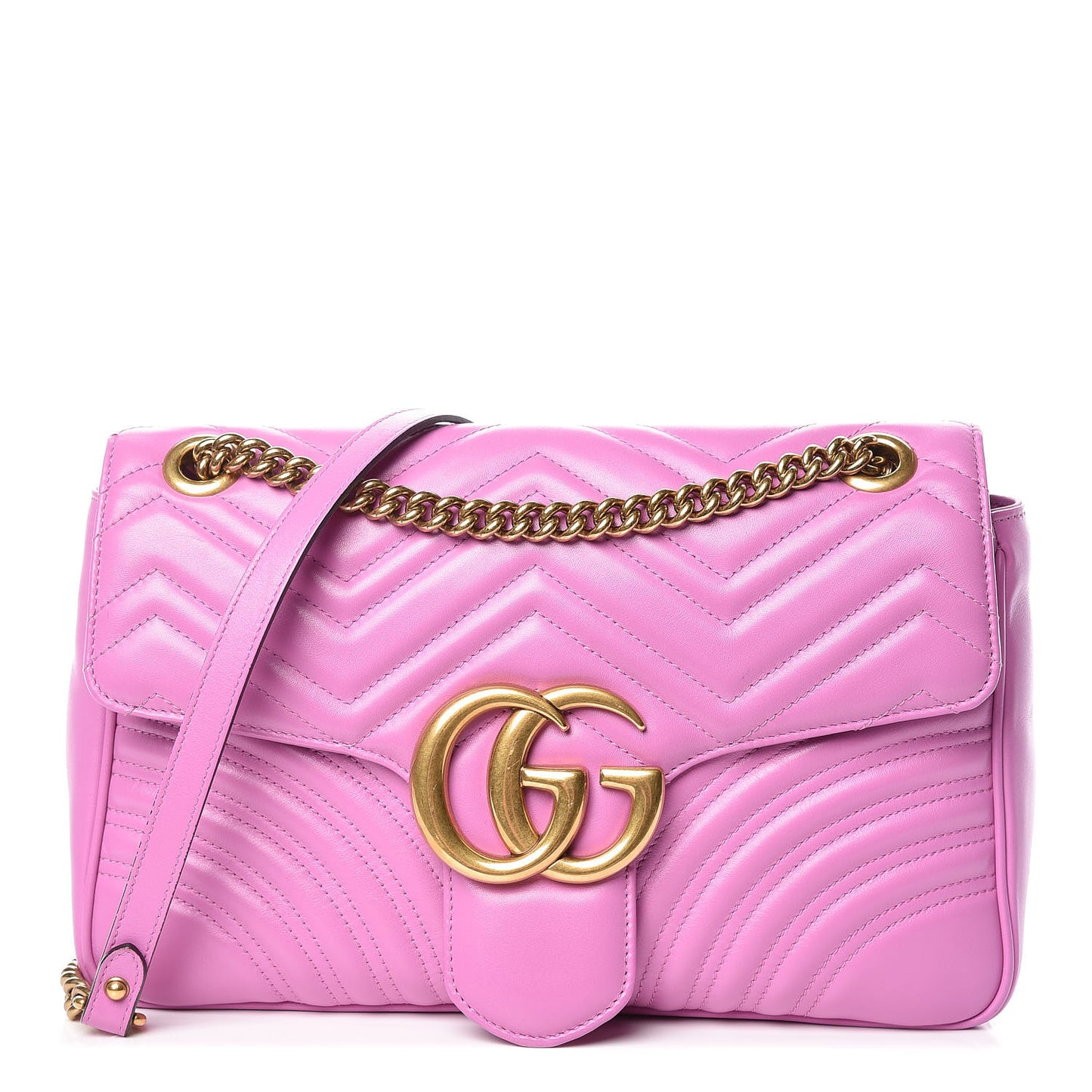 Calfskin Matelasse Medium GG Marmont Shoulder Bag Candy Mousse