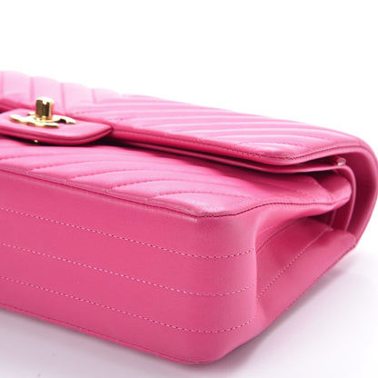 Chanel Lambskin Chevron Quilted Medium Double Flap Pink 10 of 12
