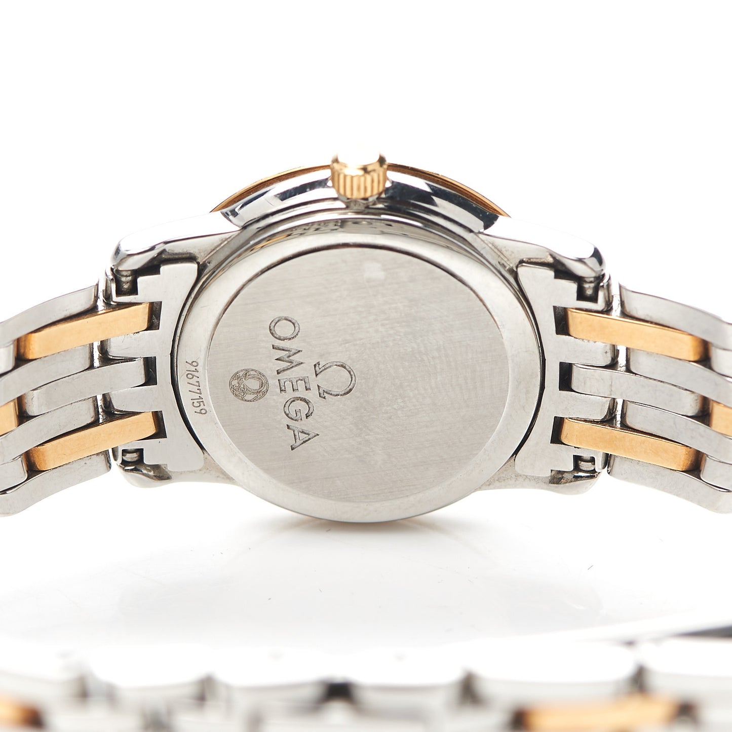 Stainless Steel 18K Yellow Gold Diamond Bezel Mother of Pearl 22mm De Ville Prestige Quartz Watch 4375.75.00