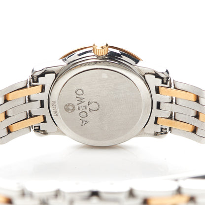 Omega Stainless Steel 18K Yellow Gold Diamond Bezel Mother of Pearl 22mm De Ville Prestige Quartz Watch 4375.75.00 4 of 6