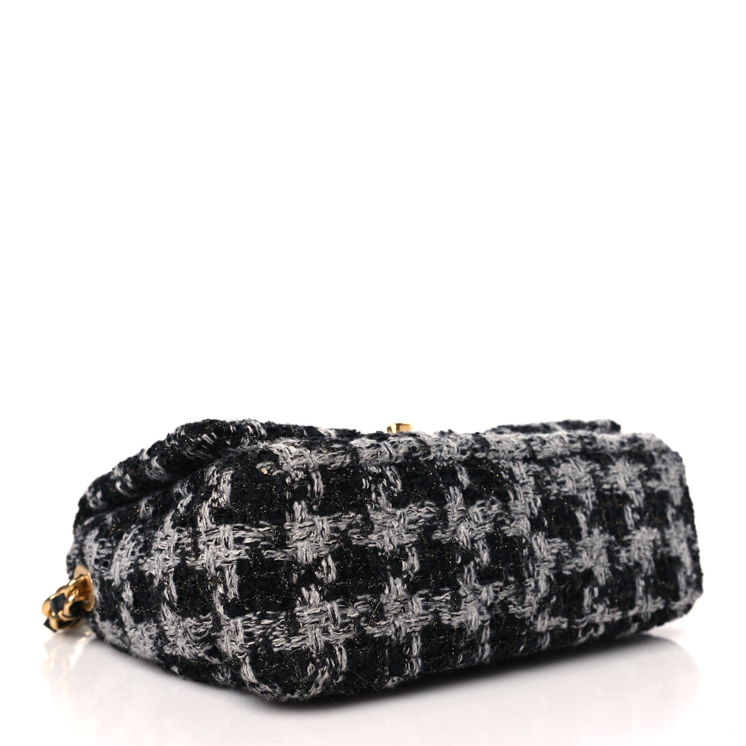 Chanel Wool Tweed Quilted Elegant Chain Flap Black Grey 4 of 9