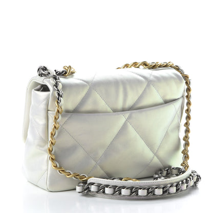 Chanel Iridescent Calfskin Quilted Medium 19 Flap White 3 of 10