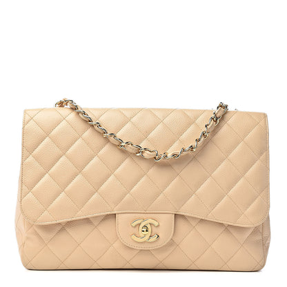 Chanel Caviar Quilted Jumbo Single Flap Beige Clair 1 of 15