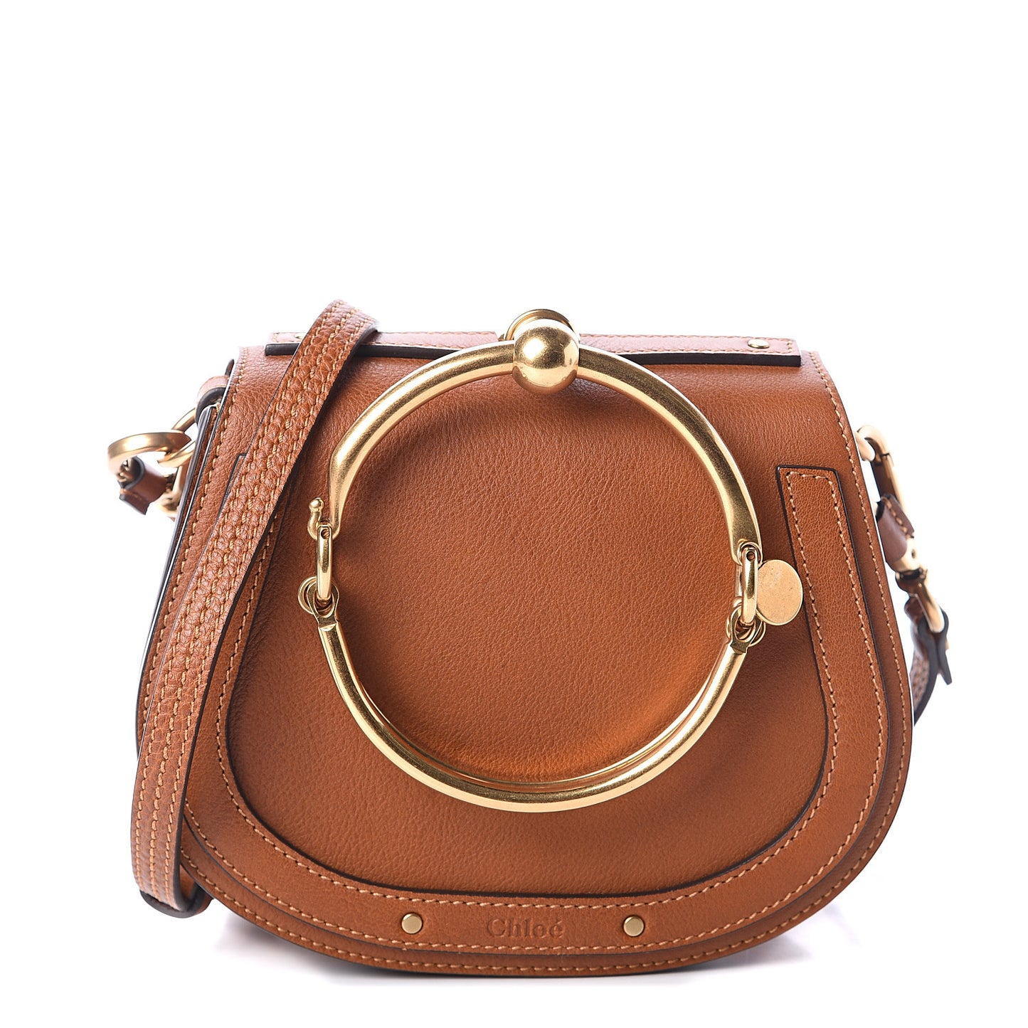 Calfskin Suede Small Nile Bracelet Bag Caramel