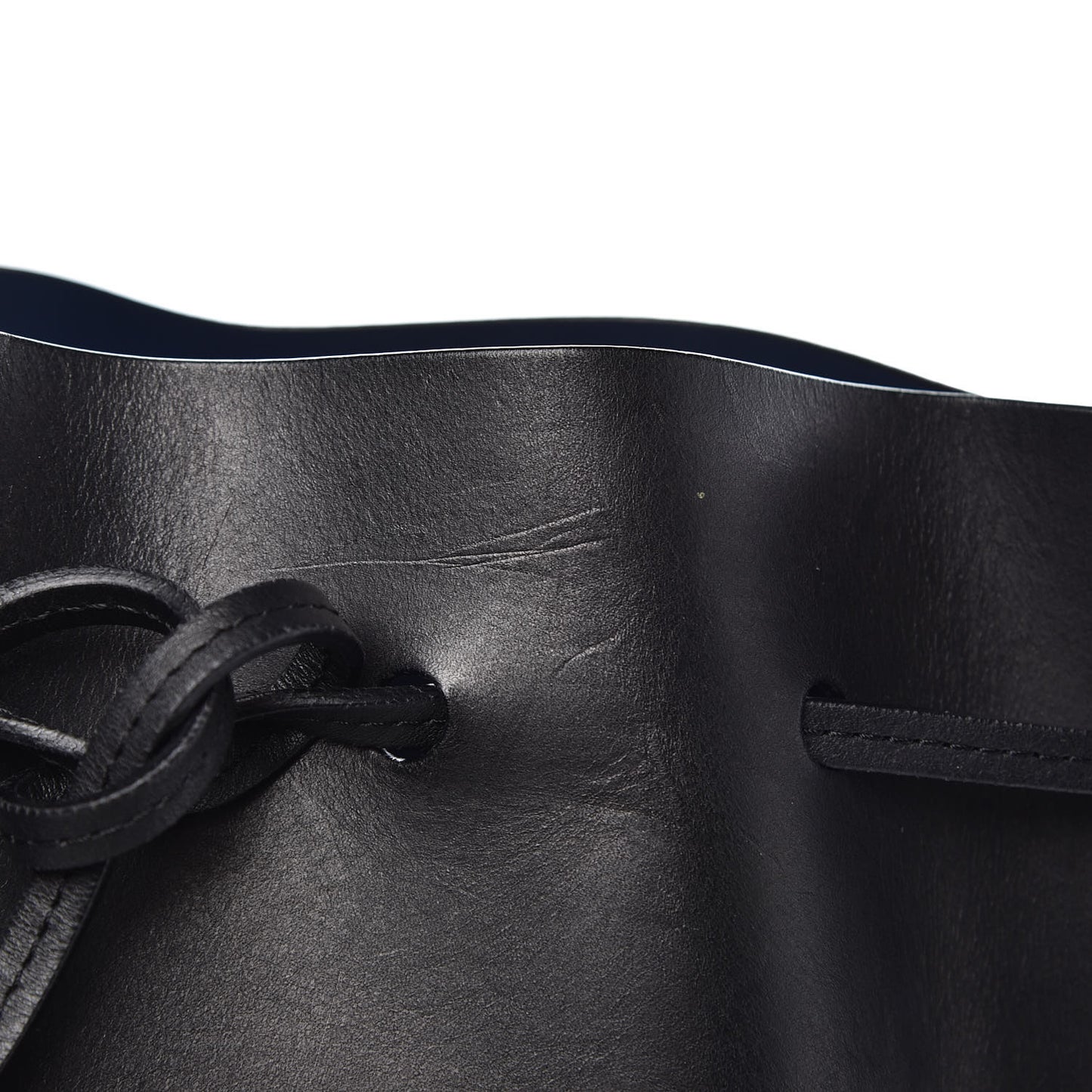 Vegetable Tanned Calfskin Bucket Bag Black Blu