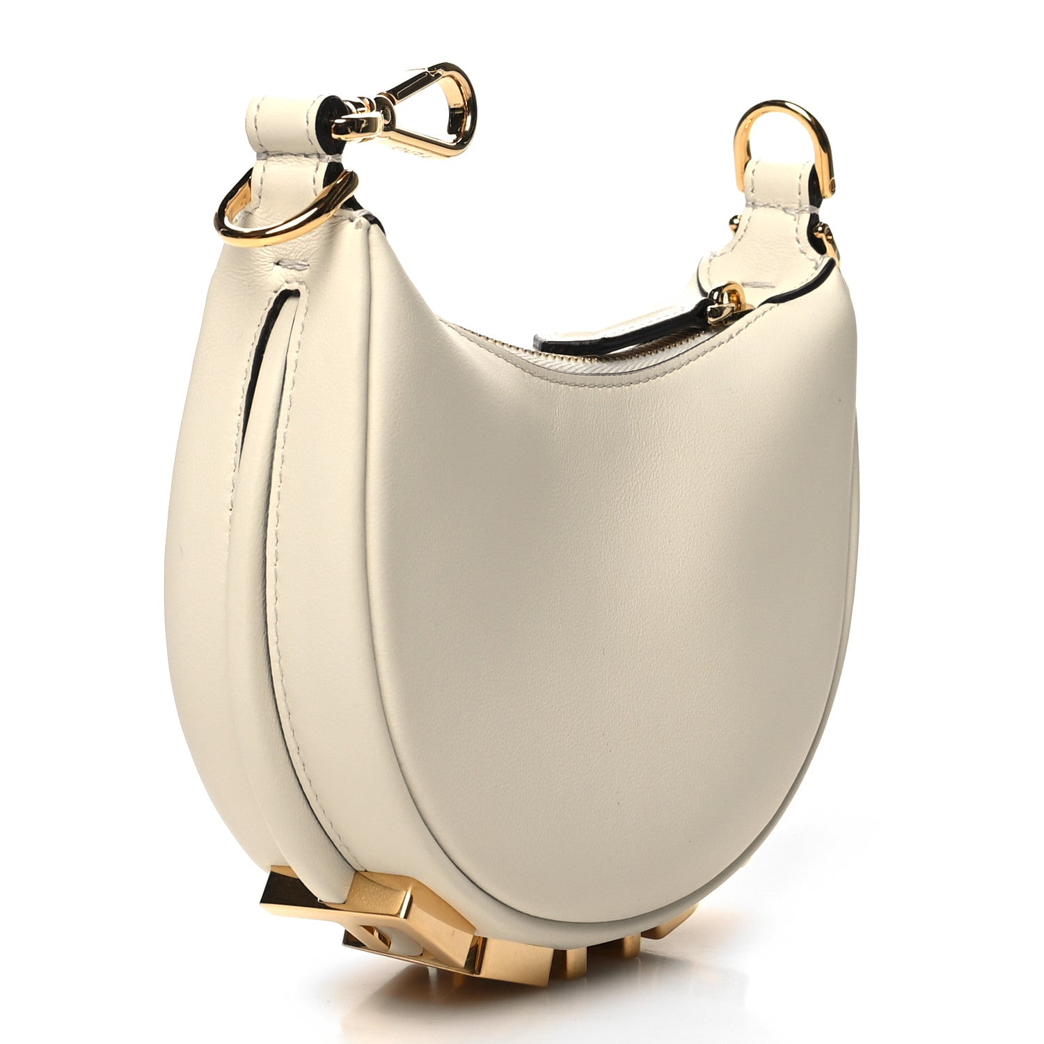 Fendi Vitello Grace Matte Nano Fendigraphy Hobo Charm White Ice 2 of 11