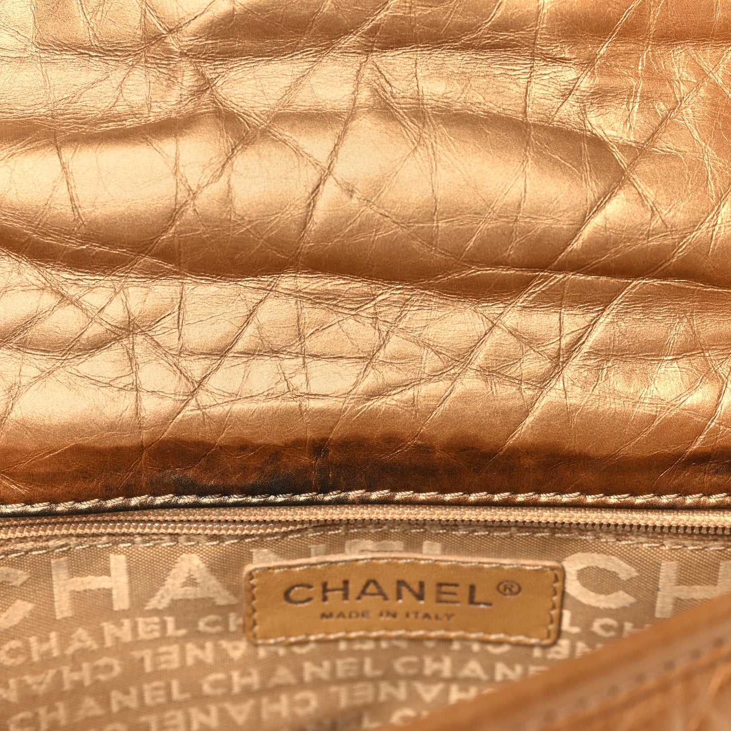 Aged Calfskin Quilted Vintage Ligne Messenger Flap Gold