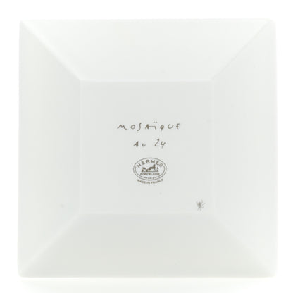 Hermes Porcelain Mosaique Au 24 Platinum Square Plate N°1 3 of 7