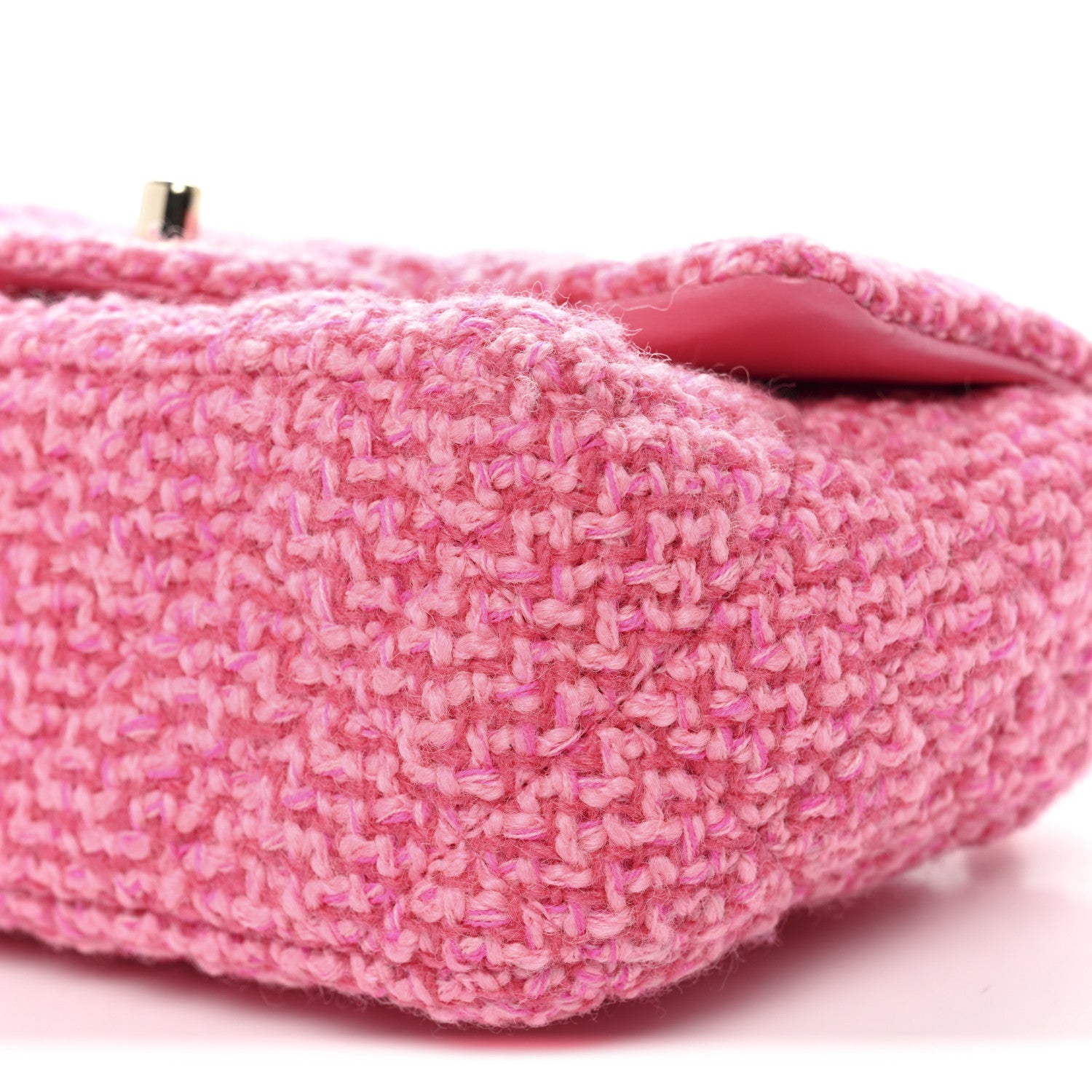 Chanel Wool Tweed Quilted Mini Rectangular Flap Dark Pink Fuchsia 10 of 10
