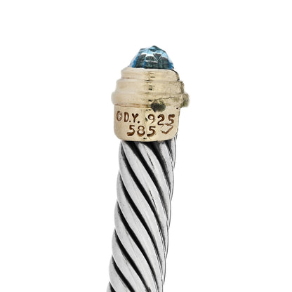David Yurman Sterling Silver 14K Yellow Gold Blue Topaz 5mm Cable Classics Petite Color Bracelet 3 of 3