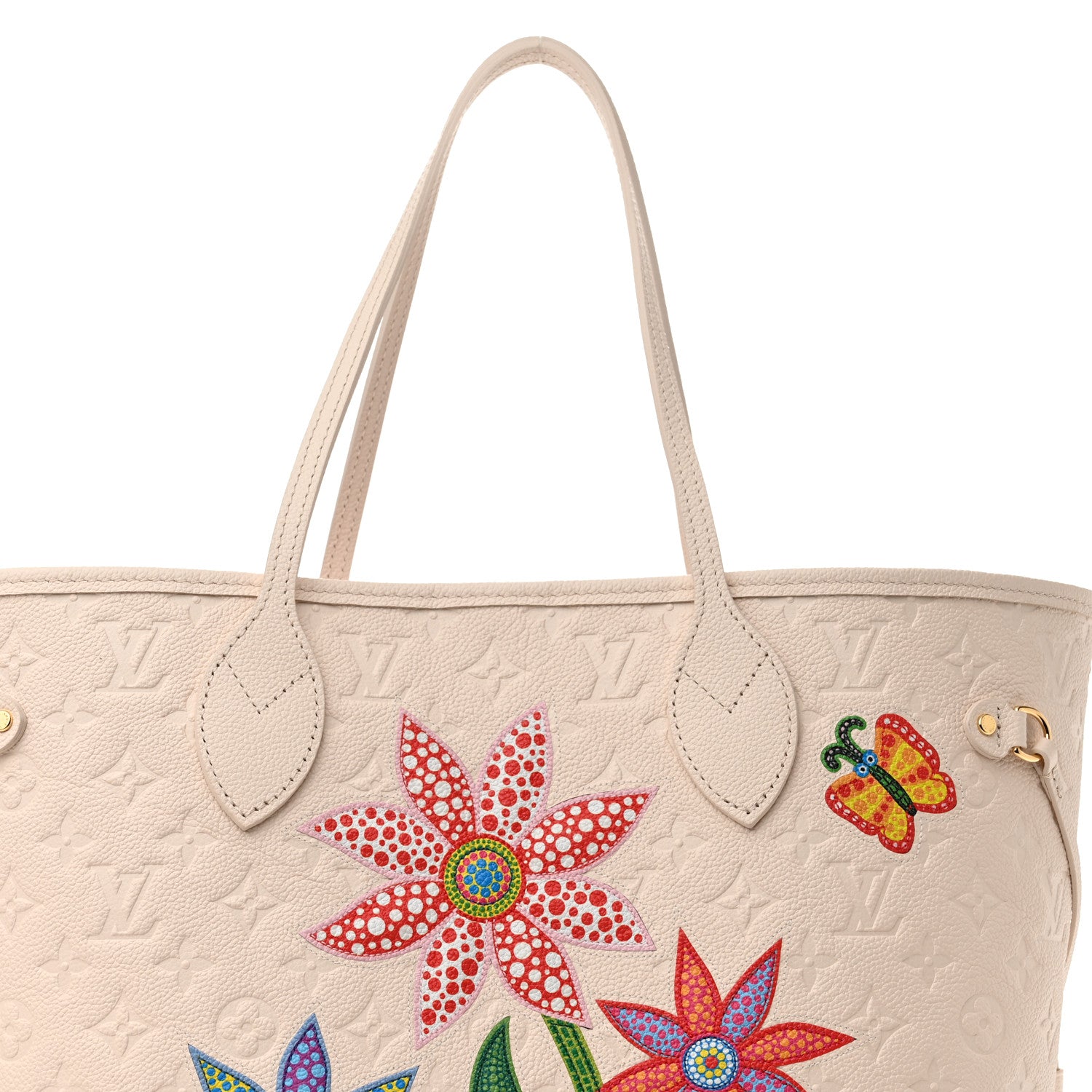 Louis Vuitton LV X YK Empreinte Inlaid Kusama Flowers Neverfull MM Quartz 9 of 11