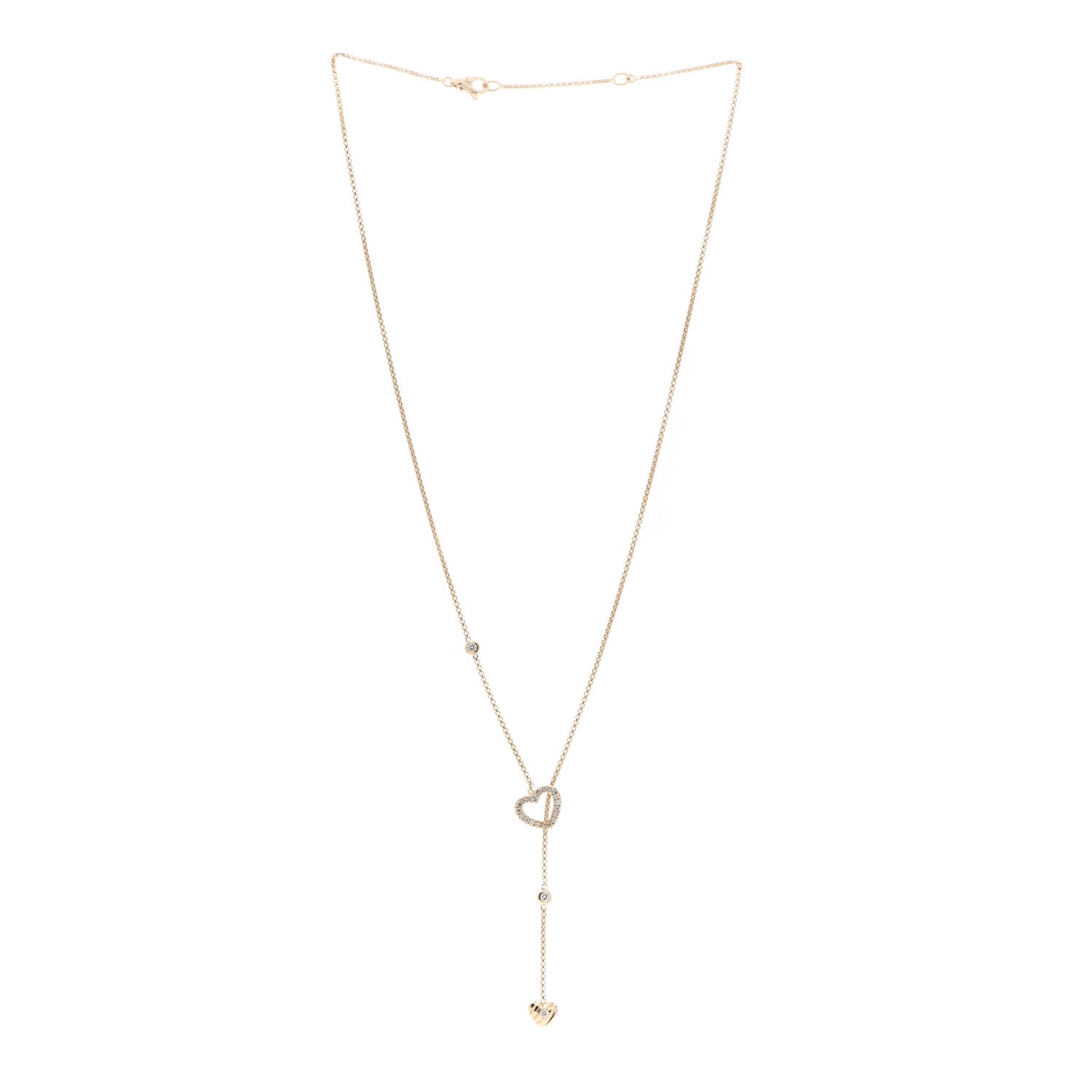 David Yurman 18K Yellow Gold Diamond Heart Y Necklace 3 of 4