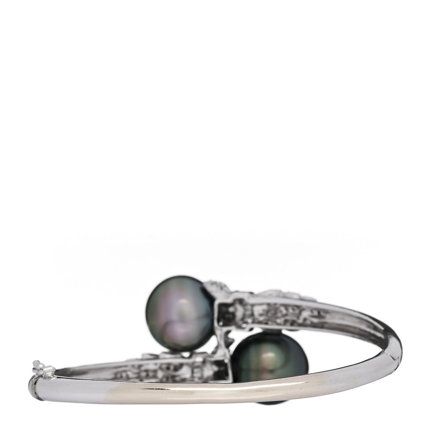 Parker & West by FASHIONPHILE 14K White Gold Diamond Black Cultured Pearl .64ct Bypass Bracelet 3 of 8
