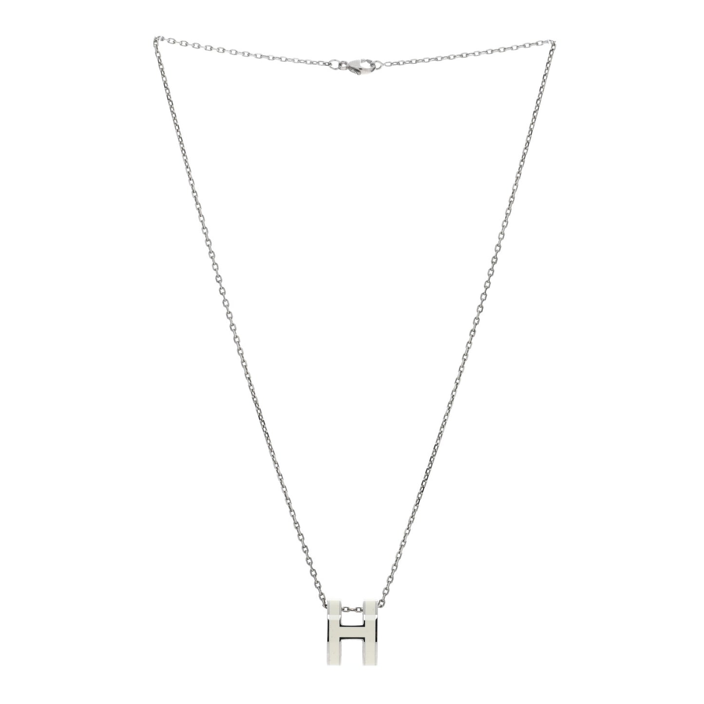 Palladium Mini Pop H Pendant Necklace White