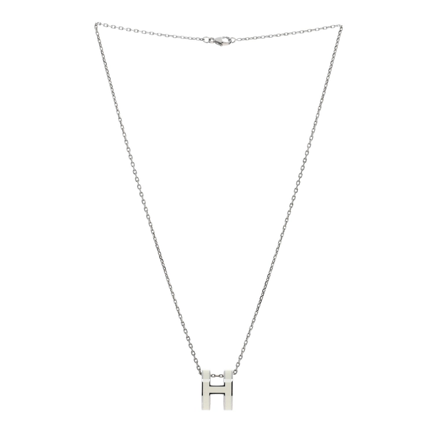 Hermes Palladium Mini Pop H Pendant Necklace White 2 of 6