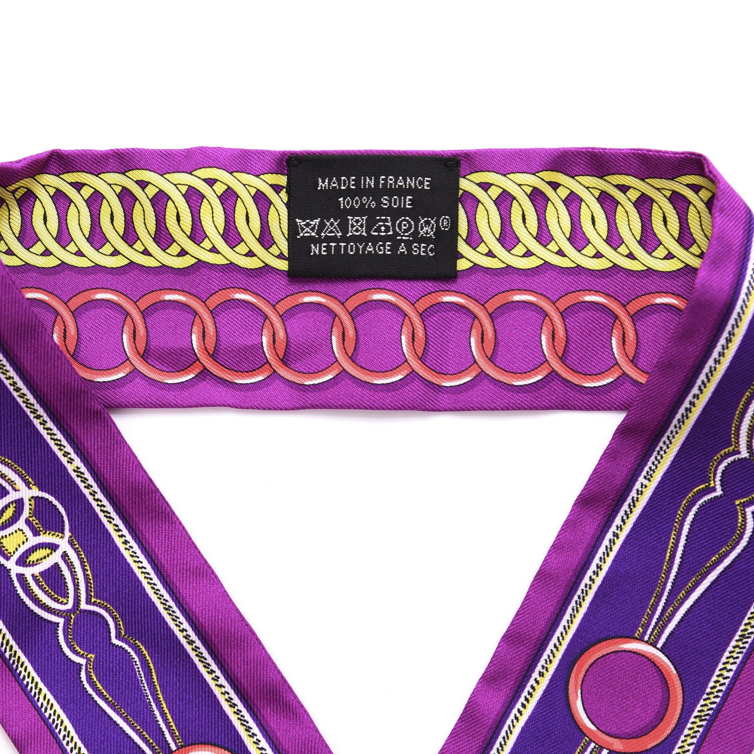 Hermes Silk Maillons Twilly Fuchsia Violet Jaune 4 of 4