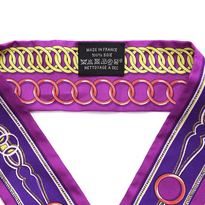 Hermes Silk Maillons Twilly Fuchsia Violet Jaune 4 of 4