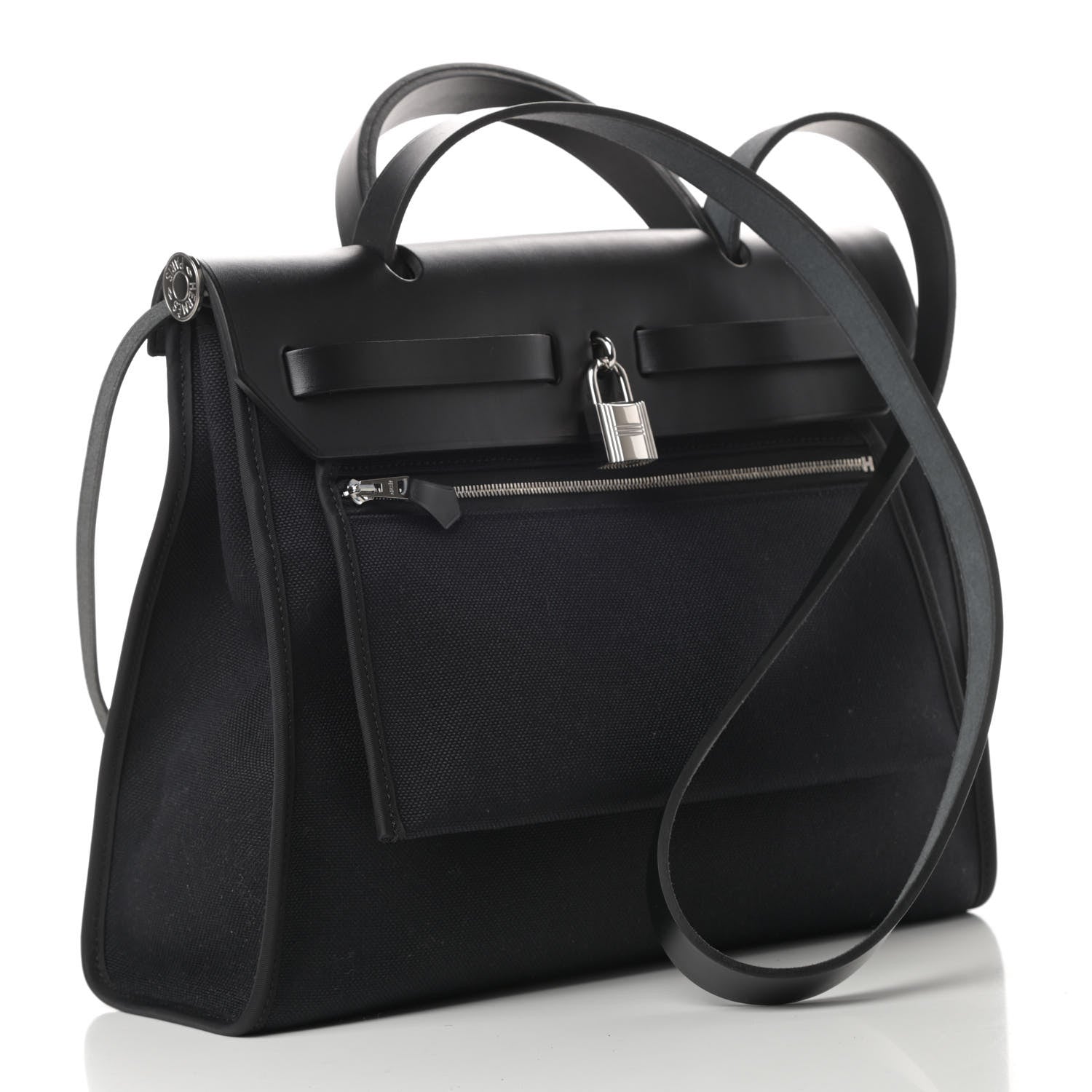 Hermes Military Toile Vache Hunter Herbag Zip PM 31 Black 4 of 12