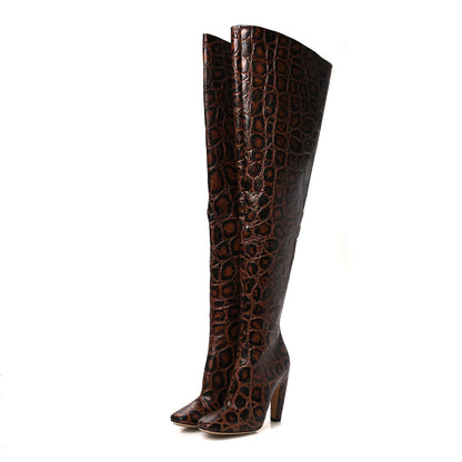 Bottega Veneta Croc Effect Canalazzo Over The Knee Boots 39 Barrel 4 of 12