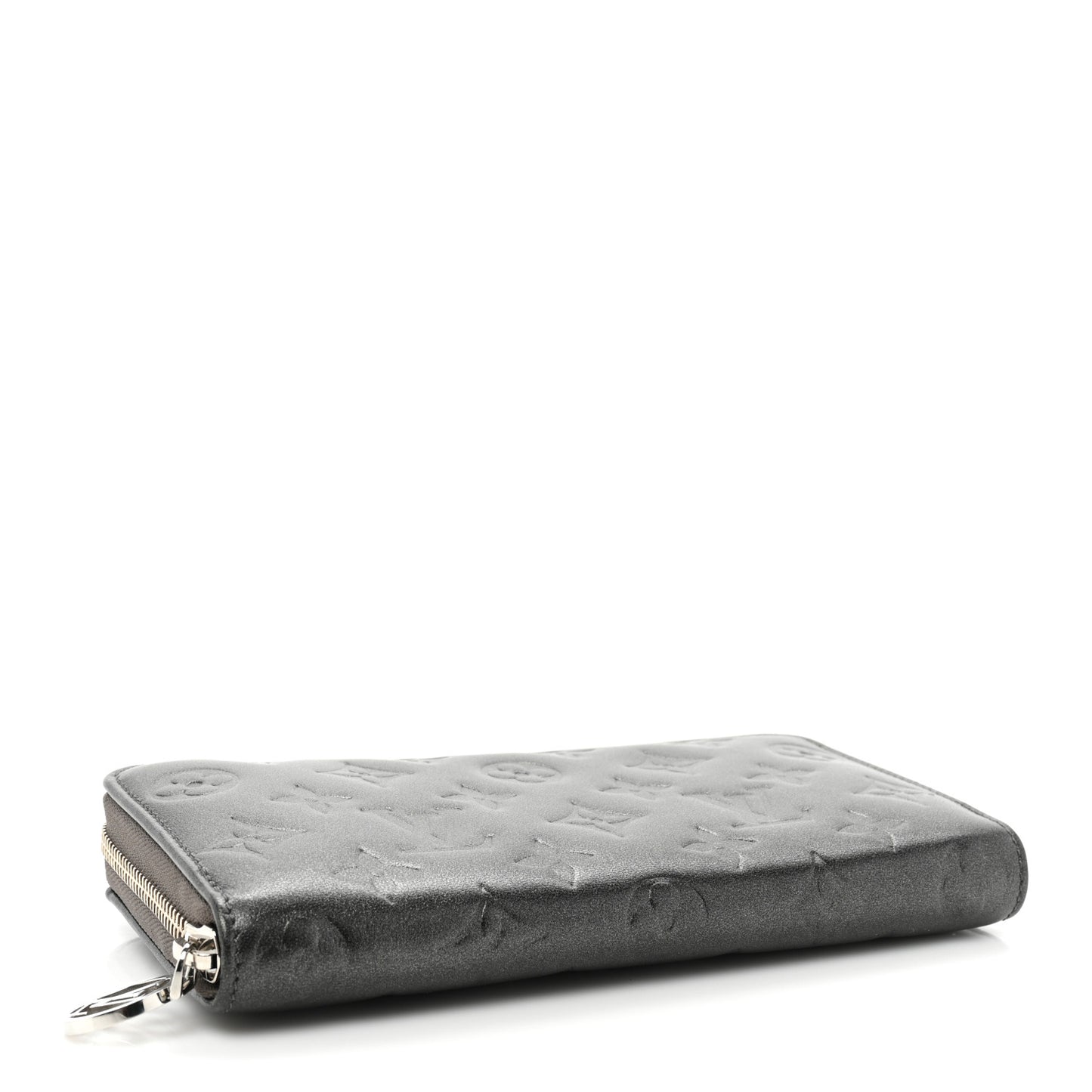 Lambskin Embossed Monogram Coussin Zippy Wallet Anthracite