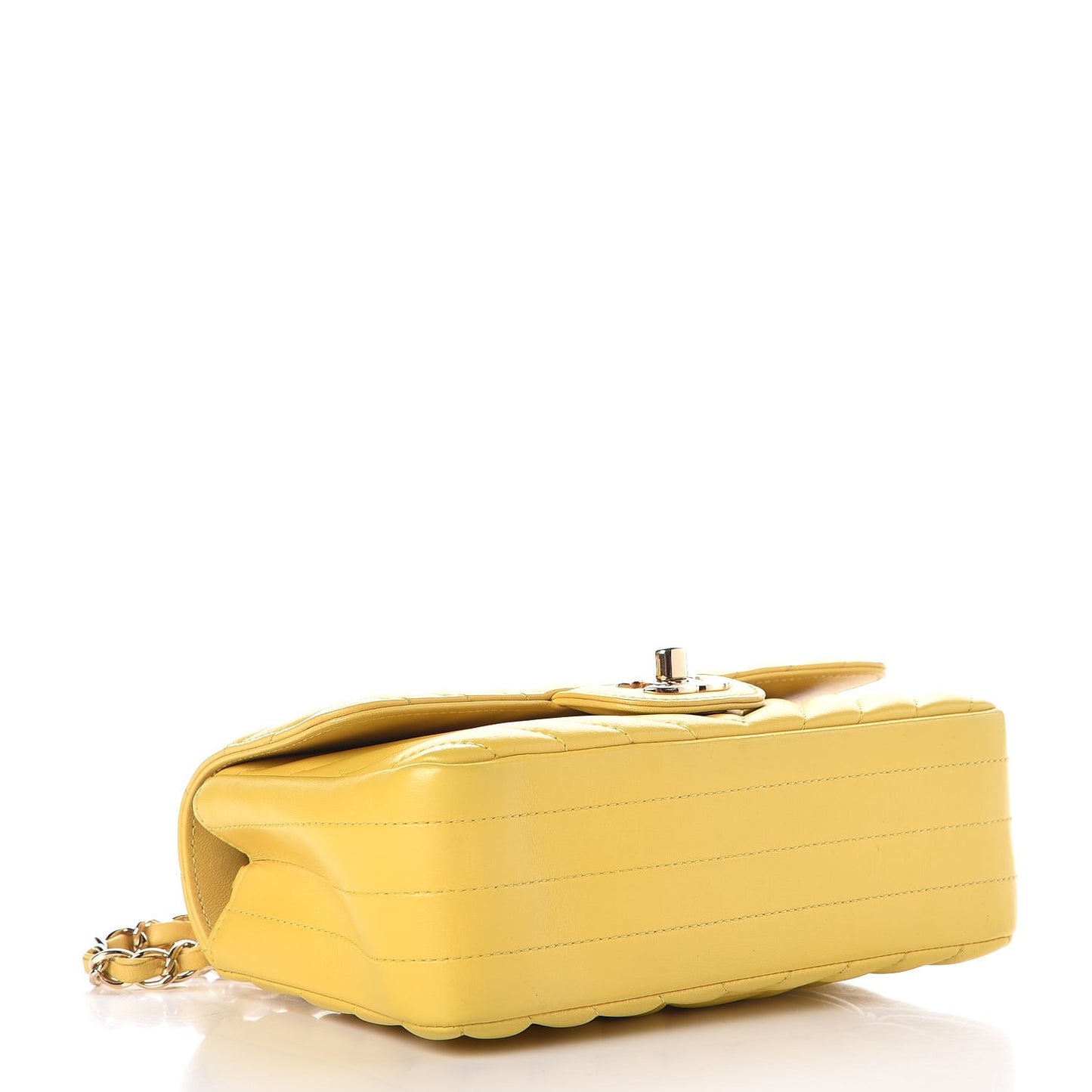 Lambskin Chevron Quilted Mini Rectangular Flap Yellow