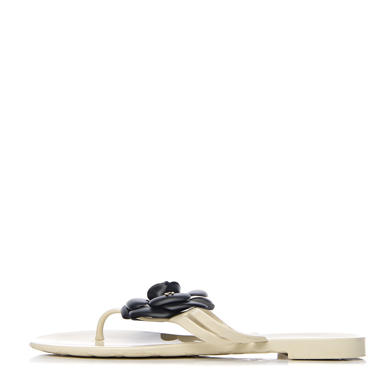 Jelly Camellia Thong Sandals 37 Ivory Black