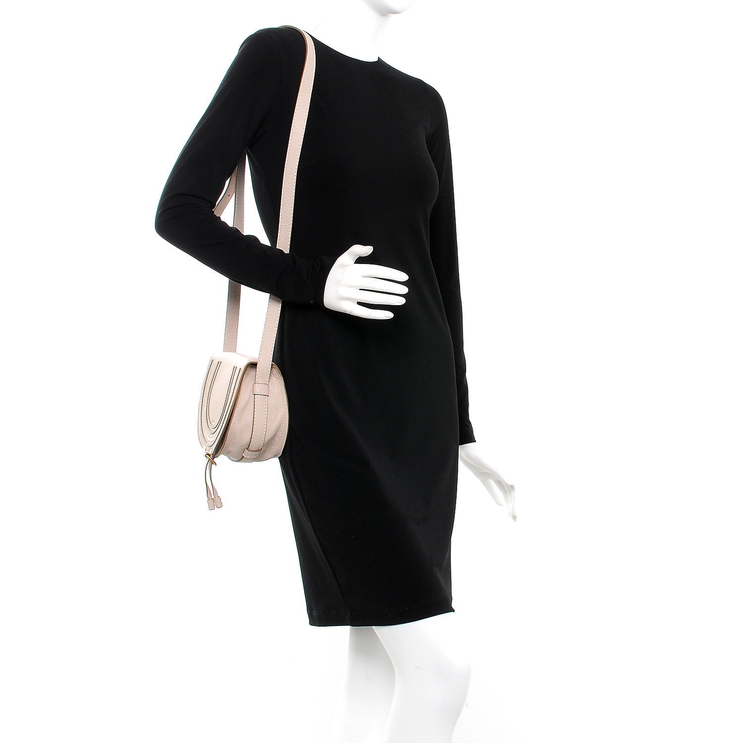 Chloe Calfskin Mini Marcie Round Crossbody Bag Abstract White 2 of 8