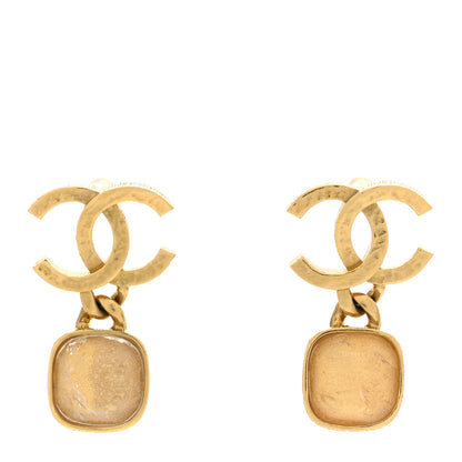 Chanel Metal Natural Stones CC Drop Earrings Gold 1 of 4
