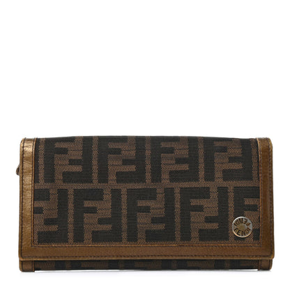 Fendi Zucca Laminated Vachetta Continental Wallet Tobacco Bronzo 1 of 4