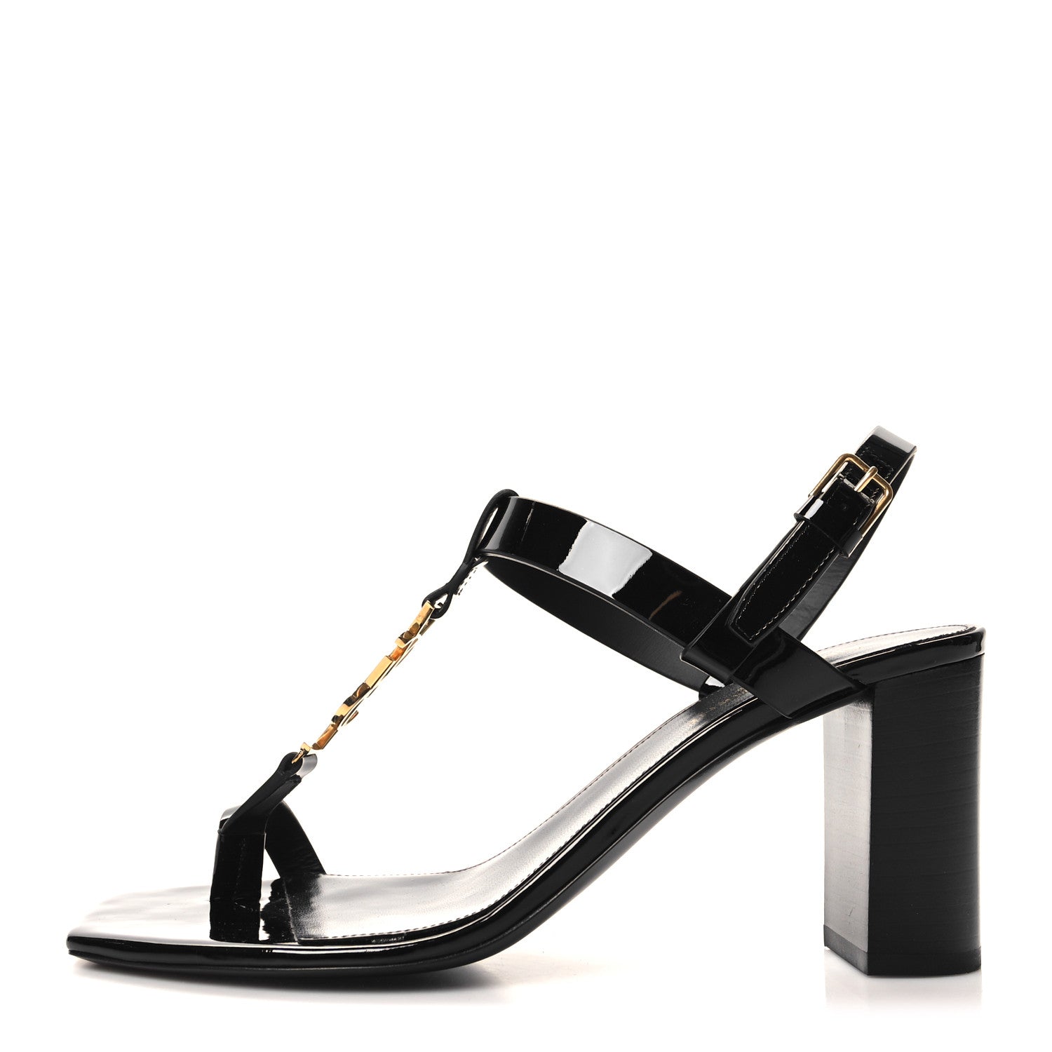 Saint Laurent Calfskin Cassandra 75 Sandals 38.5 Black 1 of 8