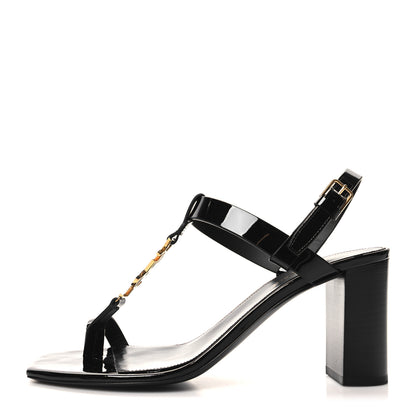 Saint Laurent Calfskin Cassandra 75 Sandals 38.5 Black 1 of 8
