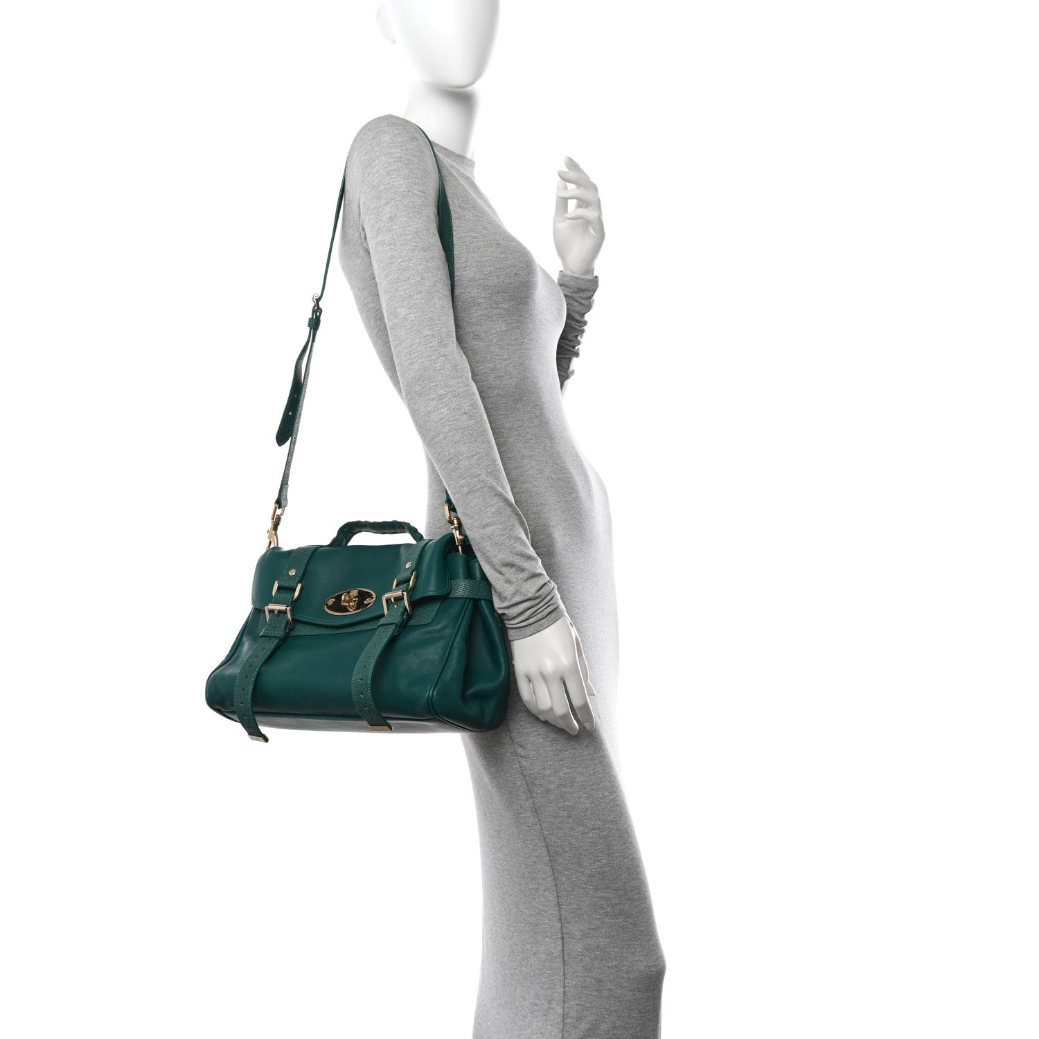 Mulberry Micrograin Calfskin Lizard Printed Medium Alexa Emerald 2 of 10