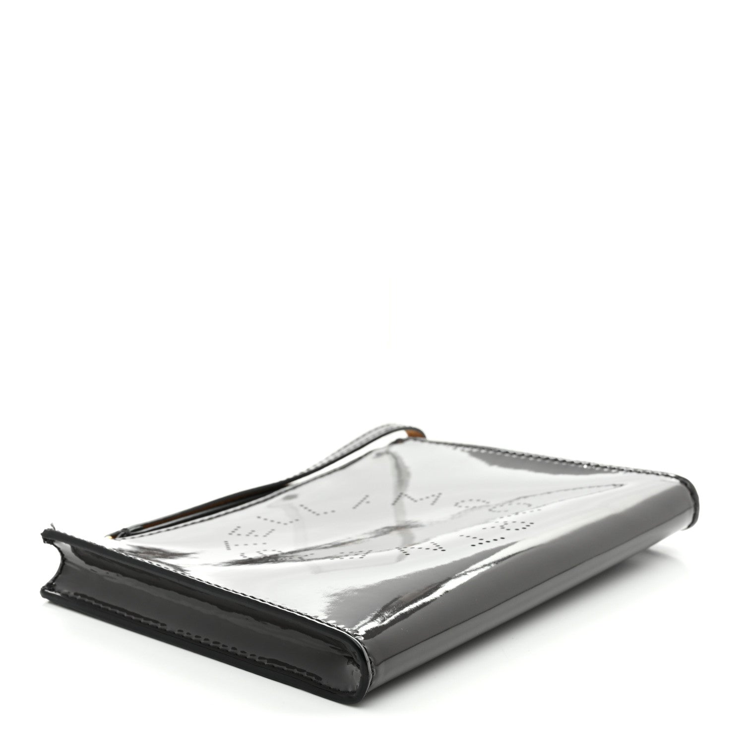 Stella McCartney Patent Faux Leather Perforated Logo Pouch Caviar 4 of 8