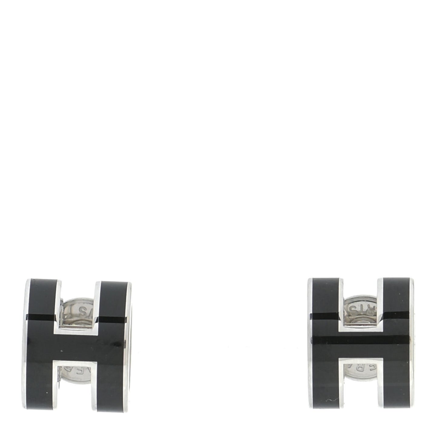 Palladium Lacquered Mini Pop H Earrings Black