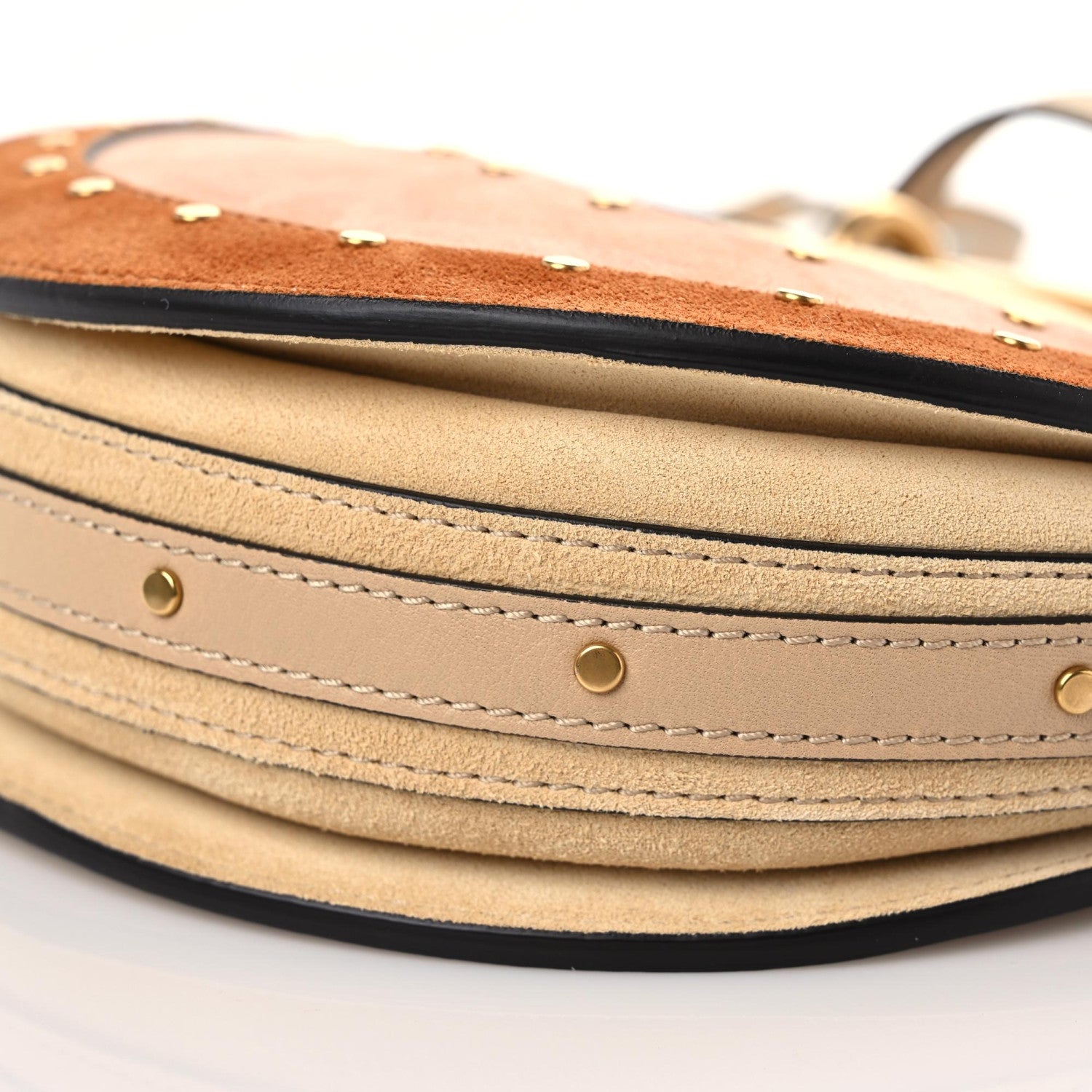 Chloe Smooth Calfskin Suede Patchwork Studded Small Pixie Bag Pearl Beige 7 of 10