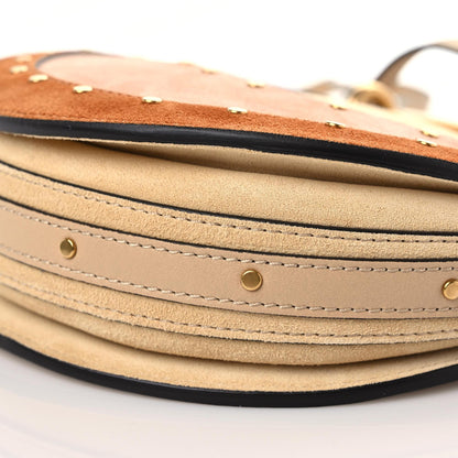Chloe Smooth Calfskin Suede Patchwork Studded Small Pixie Bag Pearl Beige 7 of 10
