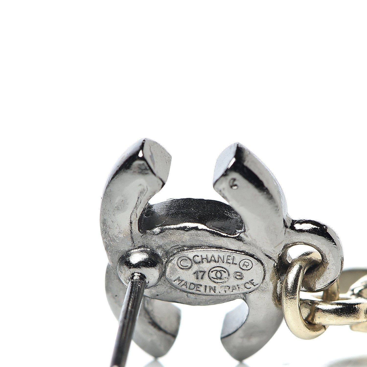 Chanel Ruthenium Crystal CC Star Moon Earrings Grey Gold 4 of 8