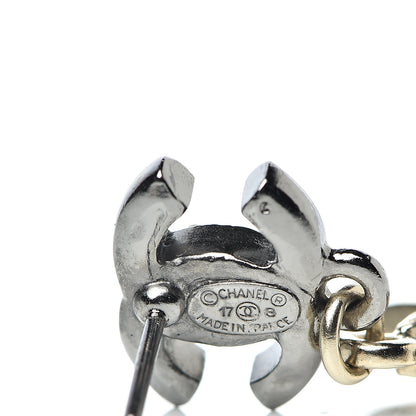 Chanel Ruthenium Crystal CC Star Moon Earrings Grey Gold 4 of 8