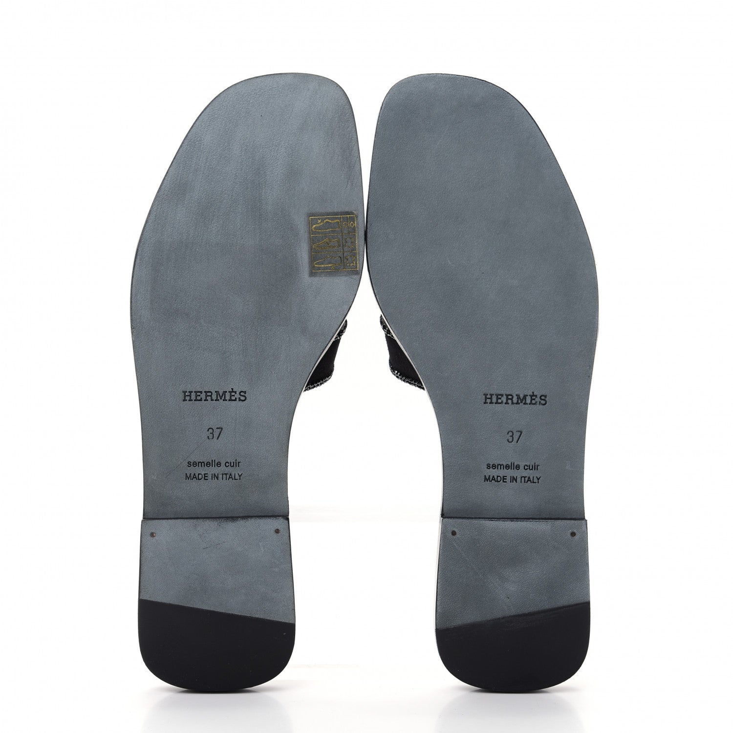 Hermes Suede Goatskin Crystal Oran Sandals 37 Black 6 of 11