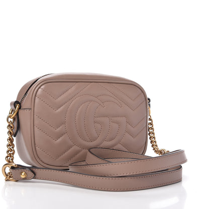 Gucci Calfskin Matelasse Mini GG Marmont Chain Shoulder Bag Porcelain Rose 3 of 10