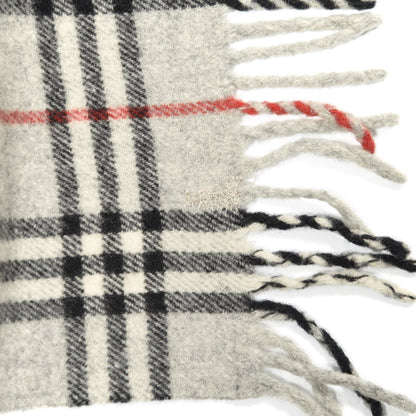 Burberry Lambswool House Check Fringe Scarf Grey 6 of 7