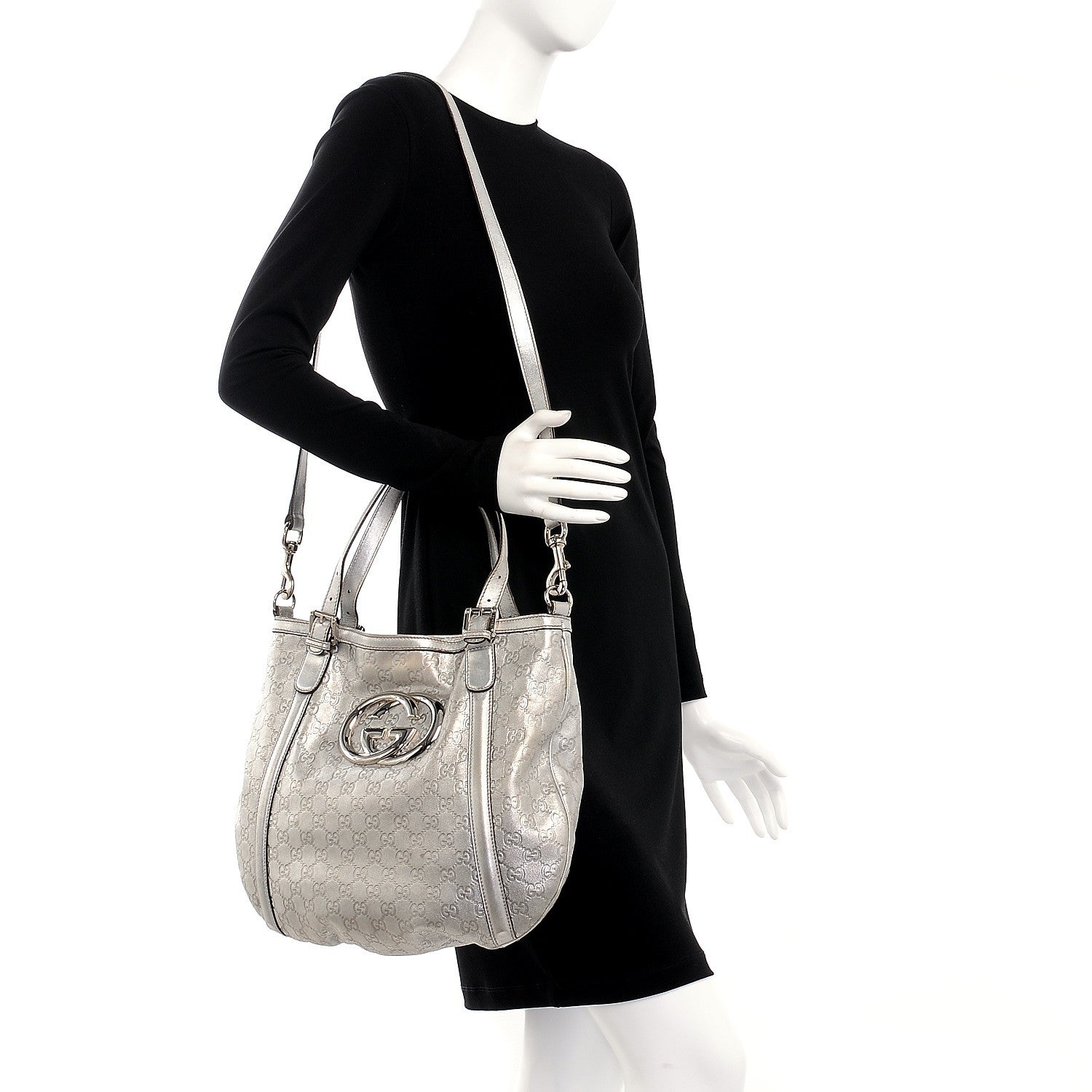 Gucci Guccissima Medium Britt Tote Silver 2 of 17