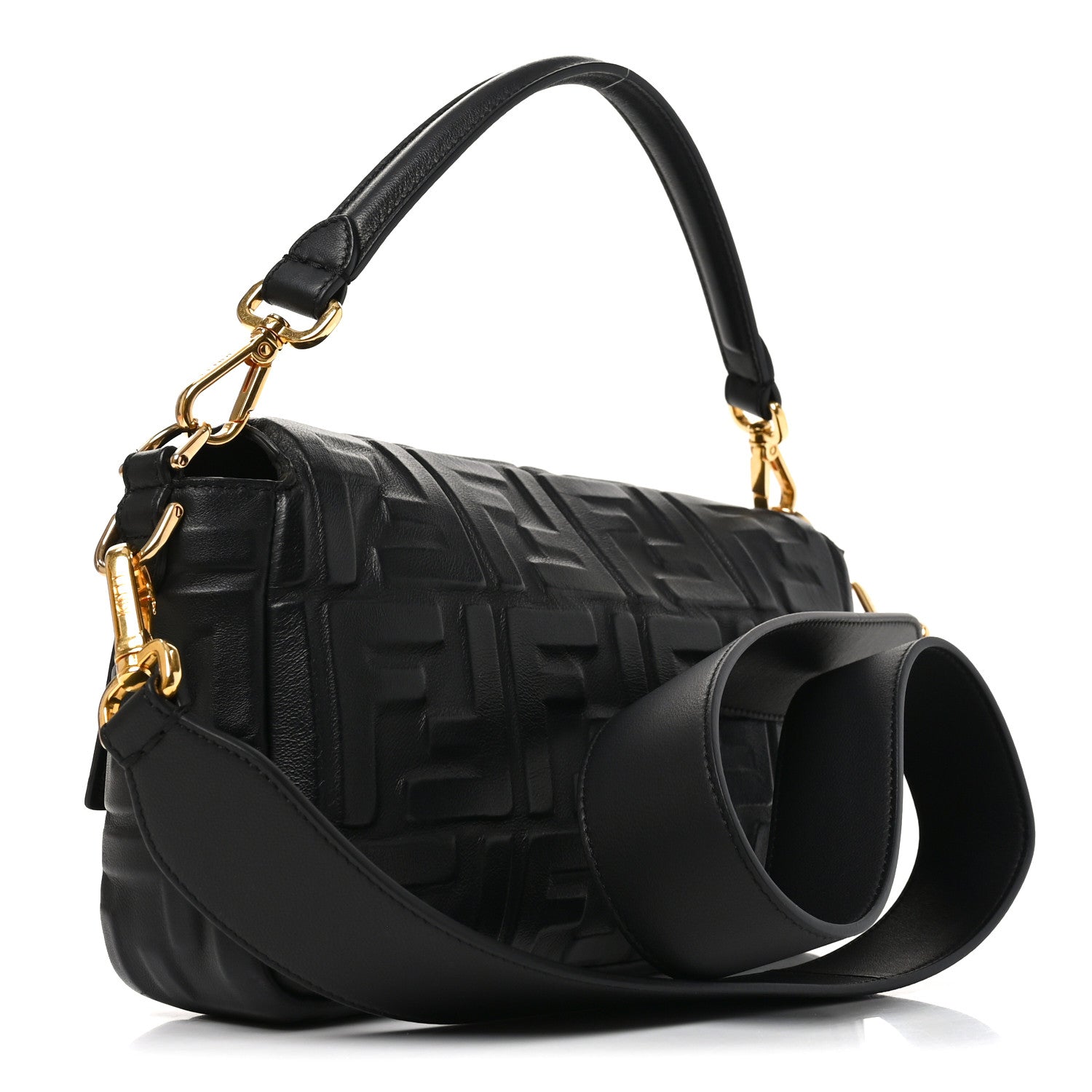 Fendi Nappa FF 1974 Embossed Baguette Black 3 of 11