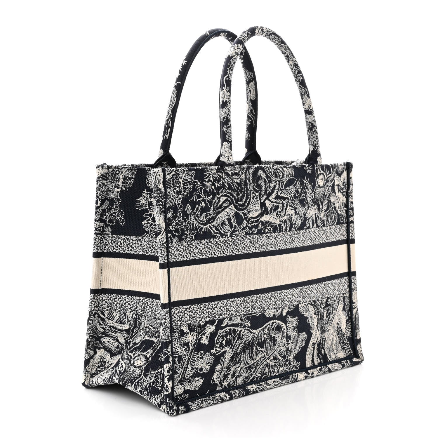 Christian Dior Canvas Embroidered Medium Toile De Jouy Reverse Book Tote Blue 3 of 11