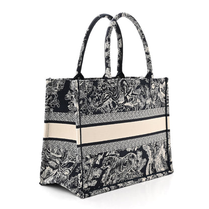 Christian Dior Canvas Embroidered Medium Toile De Jouy Reverse Book Tote Blue 3 of 11