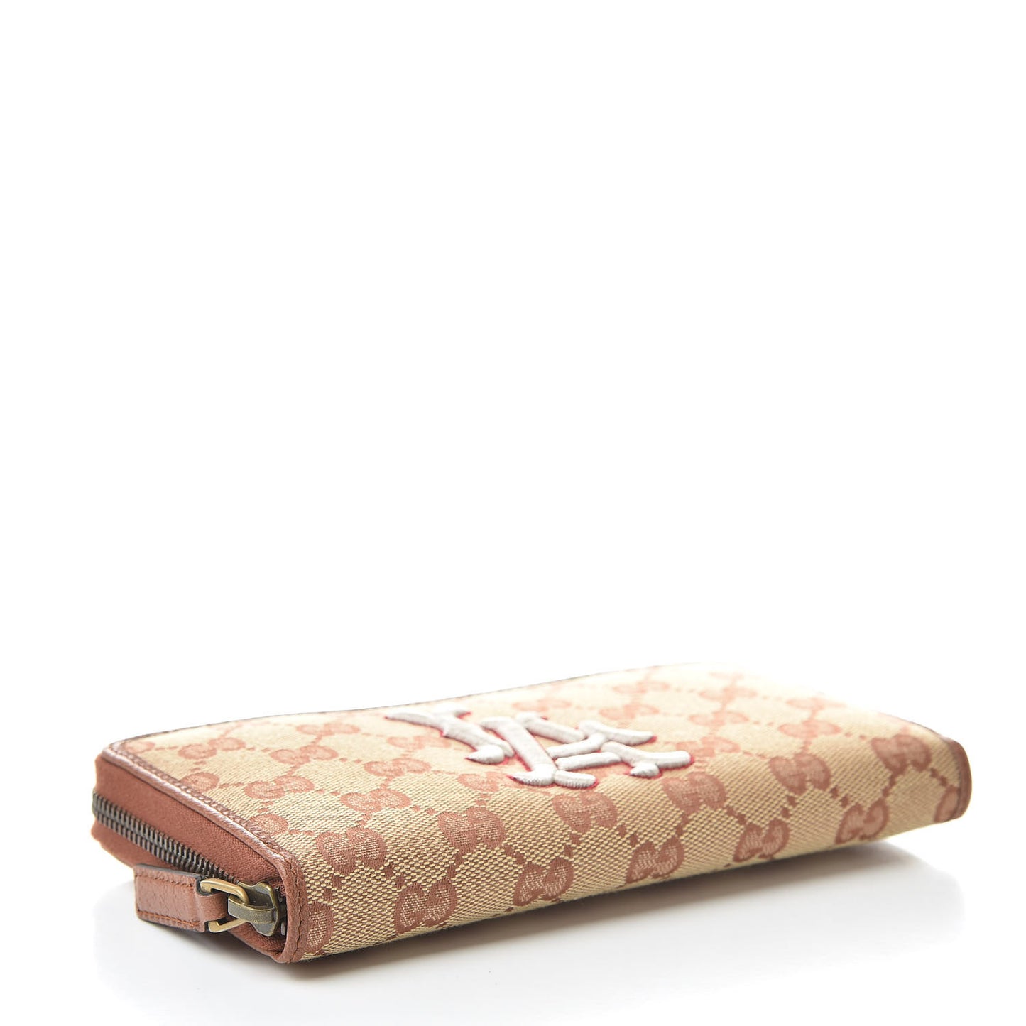 X MLB GG Monogram LA Dodgers Zip Around Wallet Beige Ruggine Ivory