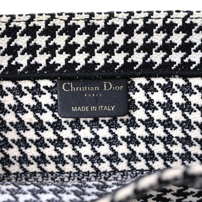 Christian Dior Canvas Houndstooth Embroidered Medium Book Tote Black White 12 of 13