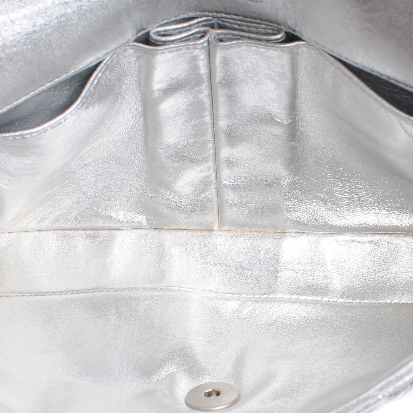 Lambskin East West Chocolate Bar Flap Silver