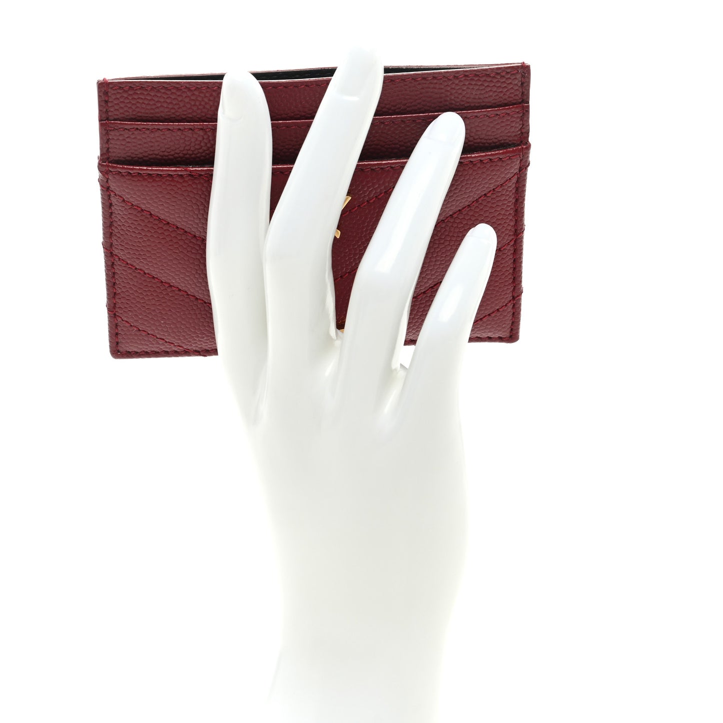 Grain De Poudre Matelasse Chevron Monogram Credit Card Case Opyum Red