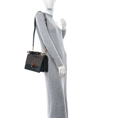 Fendi Vitello Liberty Bi-Color FF 1974 Embossed Kan I Shoulder Bag Black Maya 2 of 9